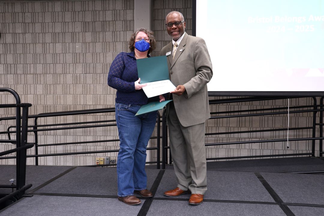 Meredith Whitmore receiving an award at Bristol Excellence