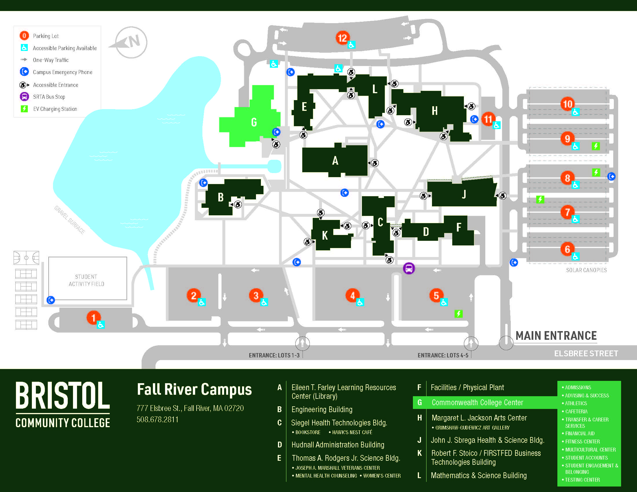Fall River Campus Map. An accessible alternative is available on this page.