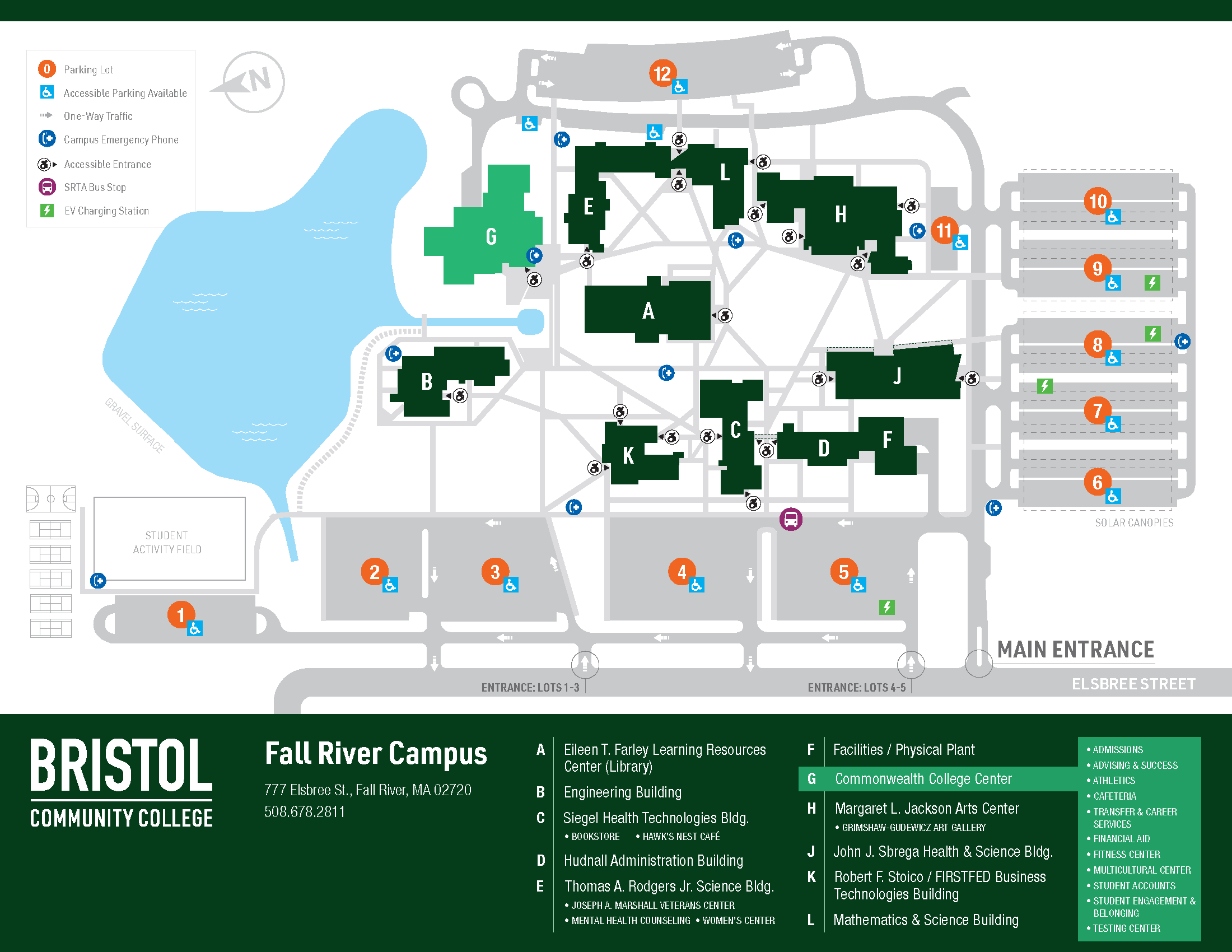 Fall River Campus Map. An accessible alternative is available on this page.