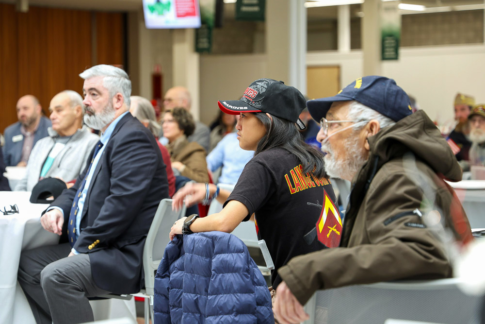 Attendees listening at Bristol Community College's Veterans Day Ceremony.