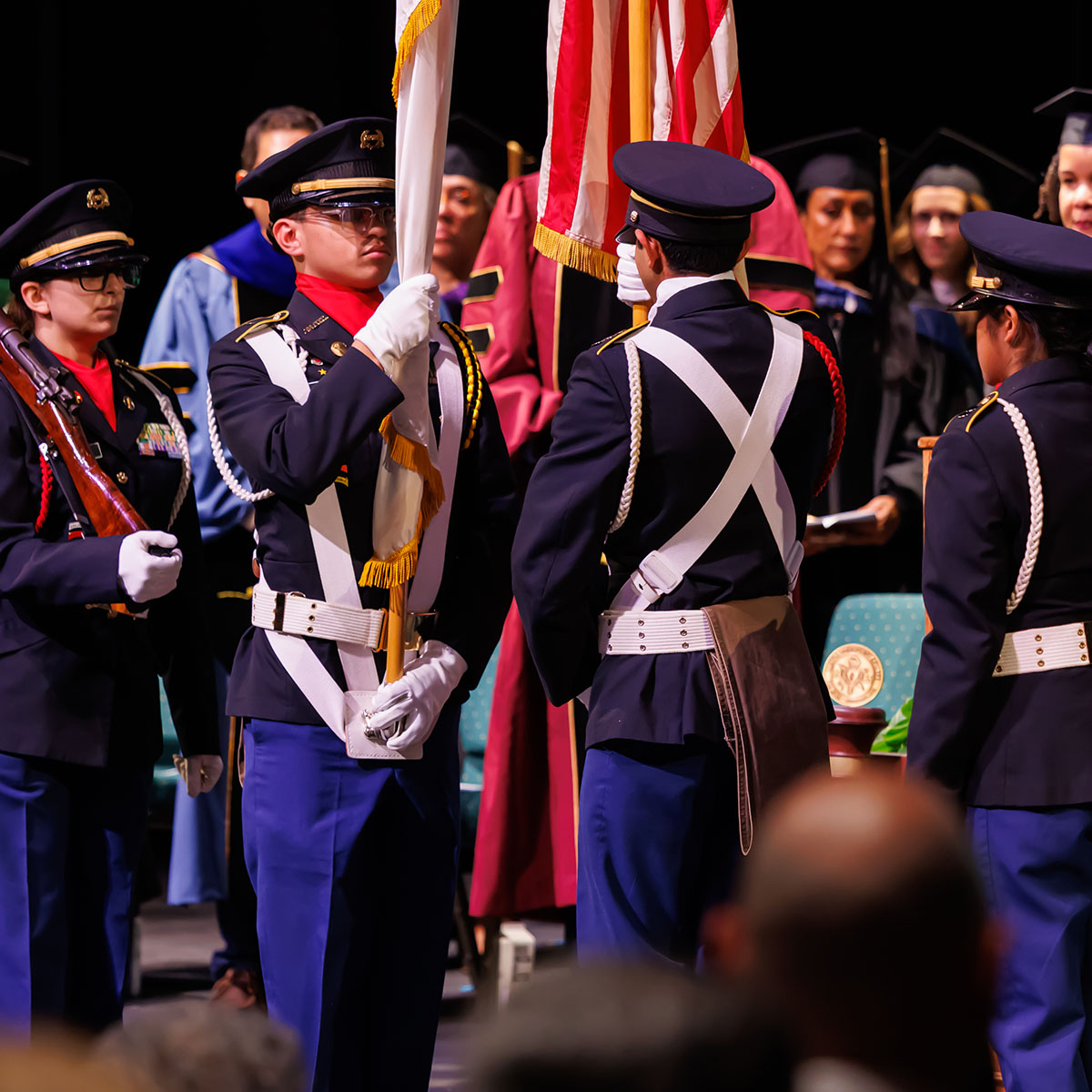 JROTC posting the colors at the inauguration ceremony