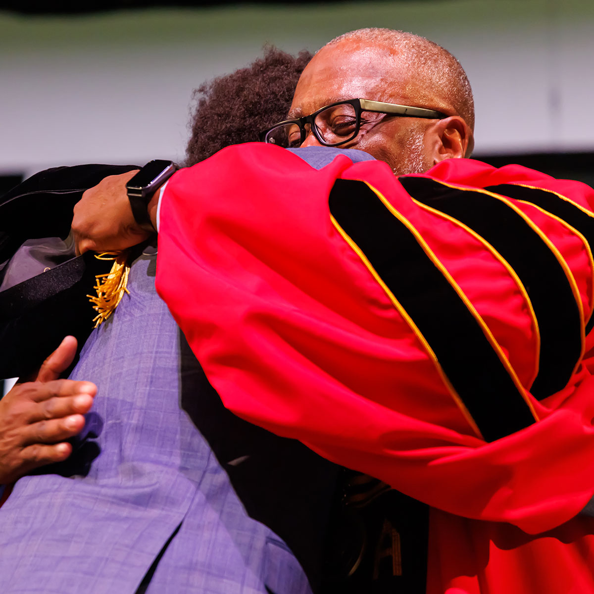 President Harris hugging his son at the inauguration ceremony