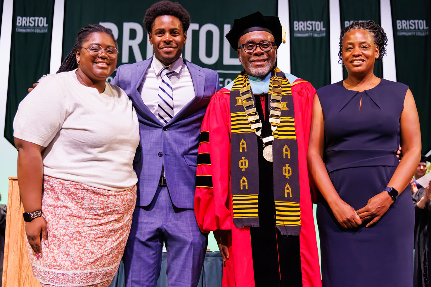 Dr. Harris and his family on stage at Inauguration