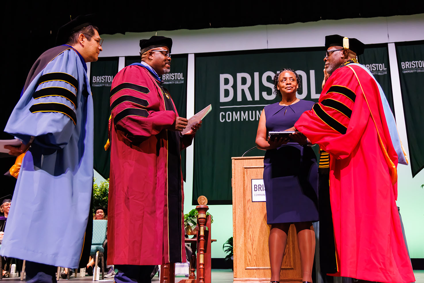 Dr. Harris being sworn in at Inauguration
