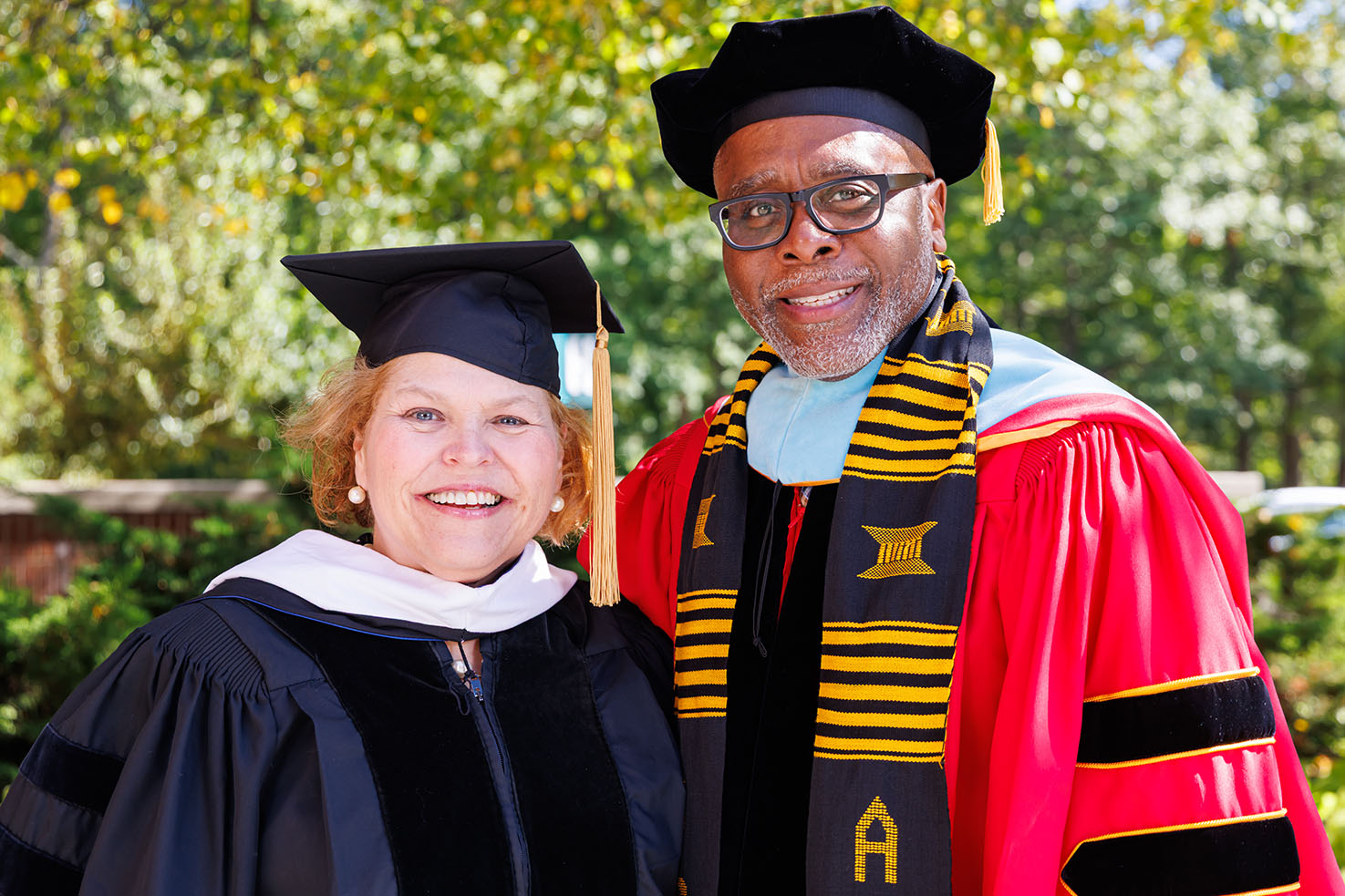 Dr. Harris and Board of Trustees Chair Medeiros at Bristol's Inauguration