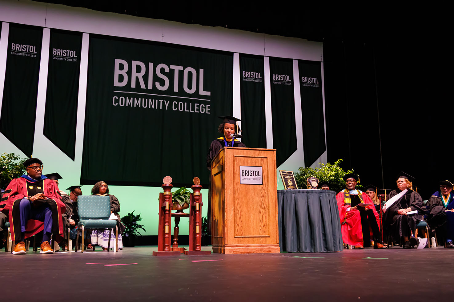Dr. Adrienne Foster Scharf speaking at Inauguration