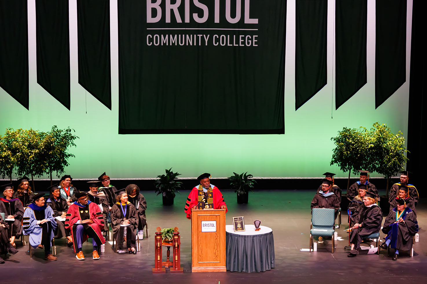Dr. Harris and platform party at Inauguration