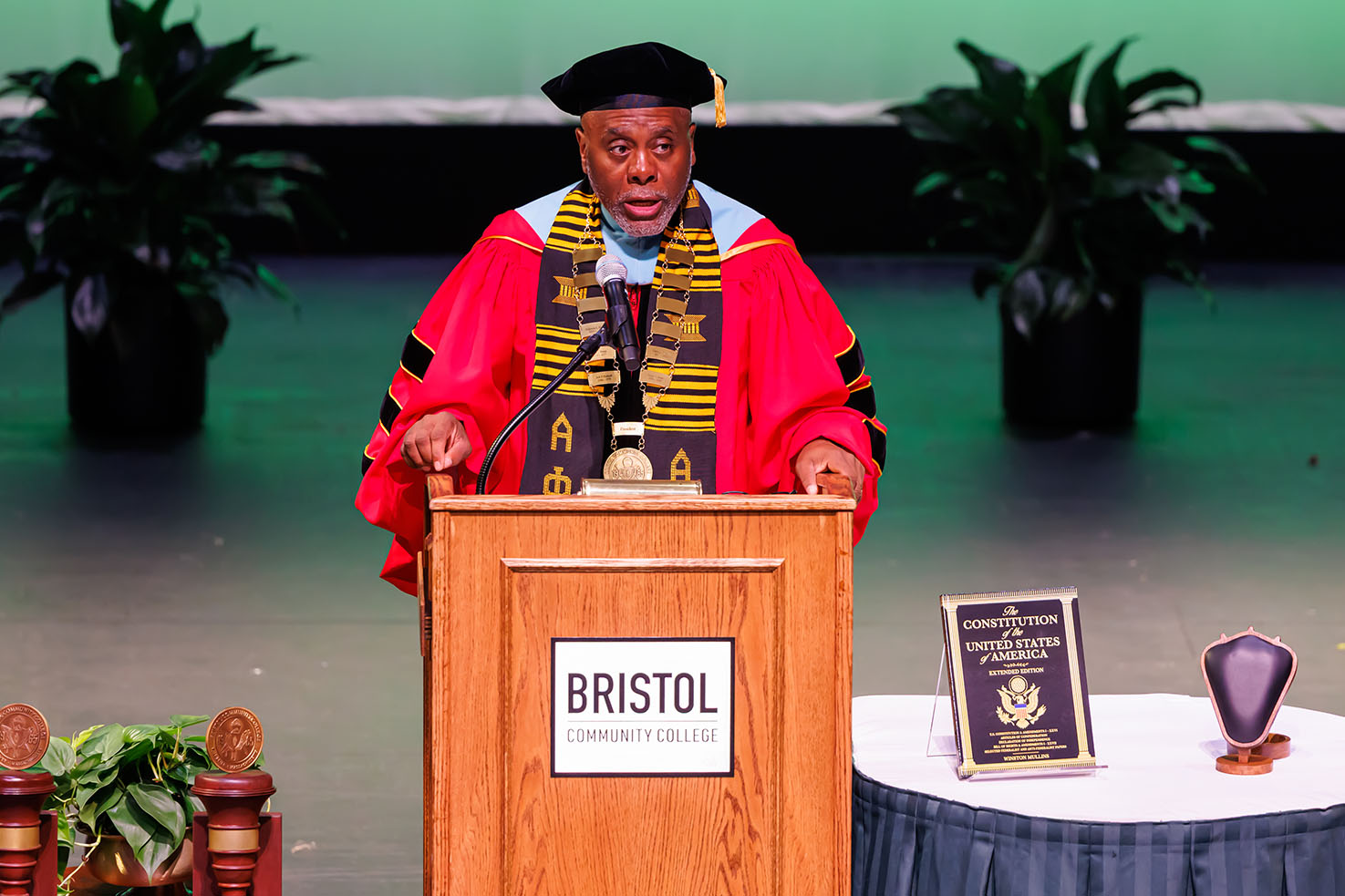 Dr. Harris on stage at Inauguration
