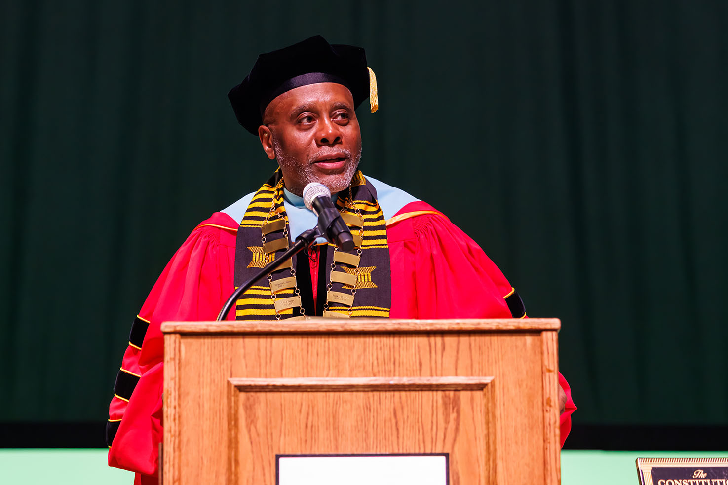 Dr. Harris on stage at Inauguration
