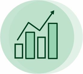 Icon of an upward trending bar chart