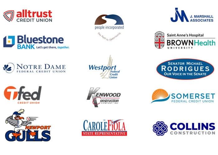 A collage of hole sponsors for the 30th Annual Birdies for Bayhawks Golf Tournament