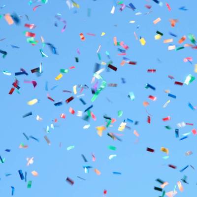Confetti falling from the sky