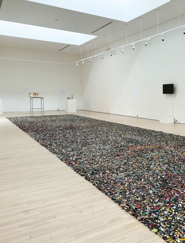 The Button Project buttons sprawled on the floor of Bristol's Art Gallery.