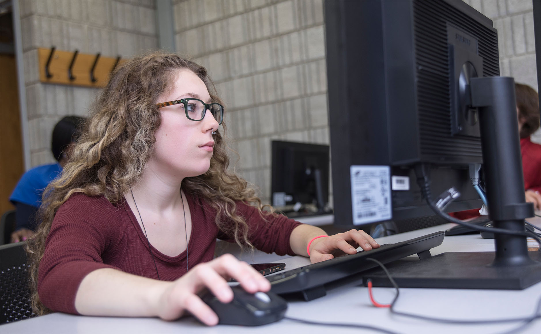 Student working on a computer