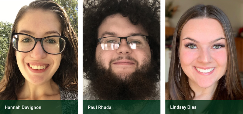 PTK students Hannah Davignon, Paul Rhuda, Lindasy Dias