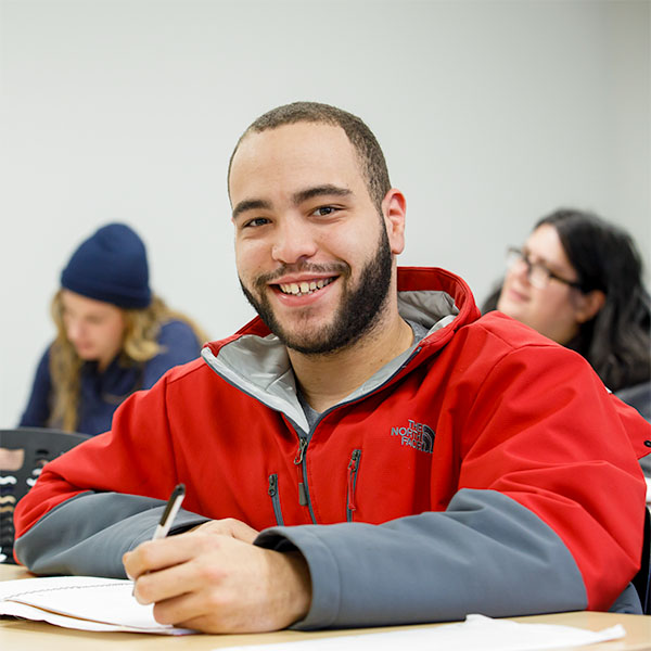 Student working at desk