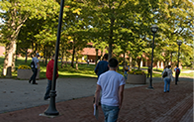 students walking on campus