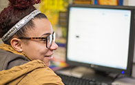 student at computer