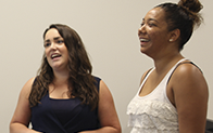 two students laughing