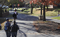 students walking around campus