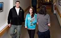 students walking in hallway